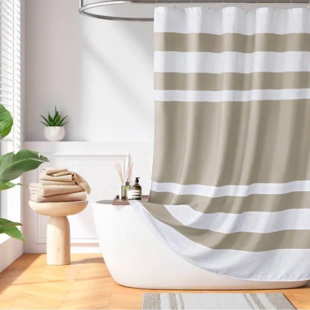 Madison Park Spa Waffle Shower Curtain with 3M Treatment 54x78" - Taupe